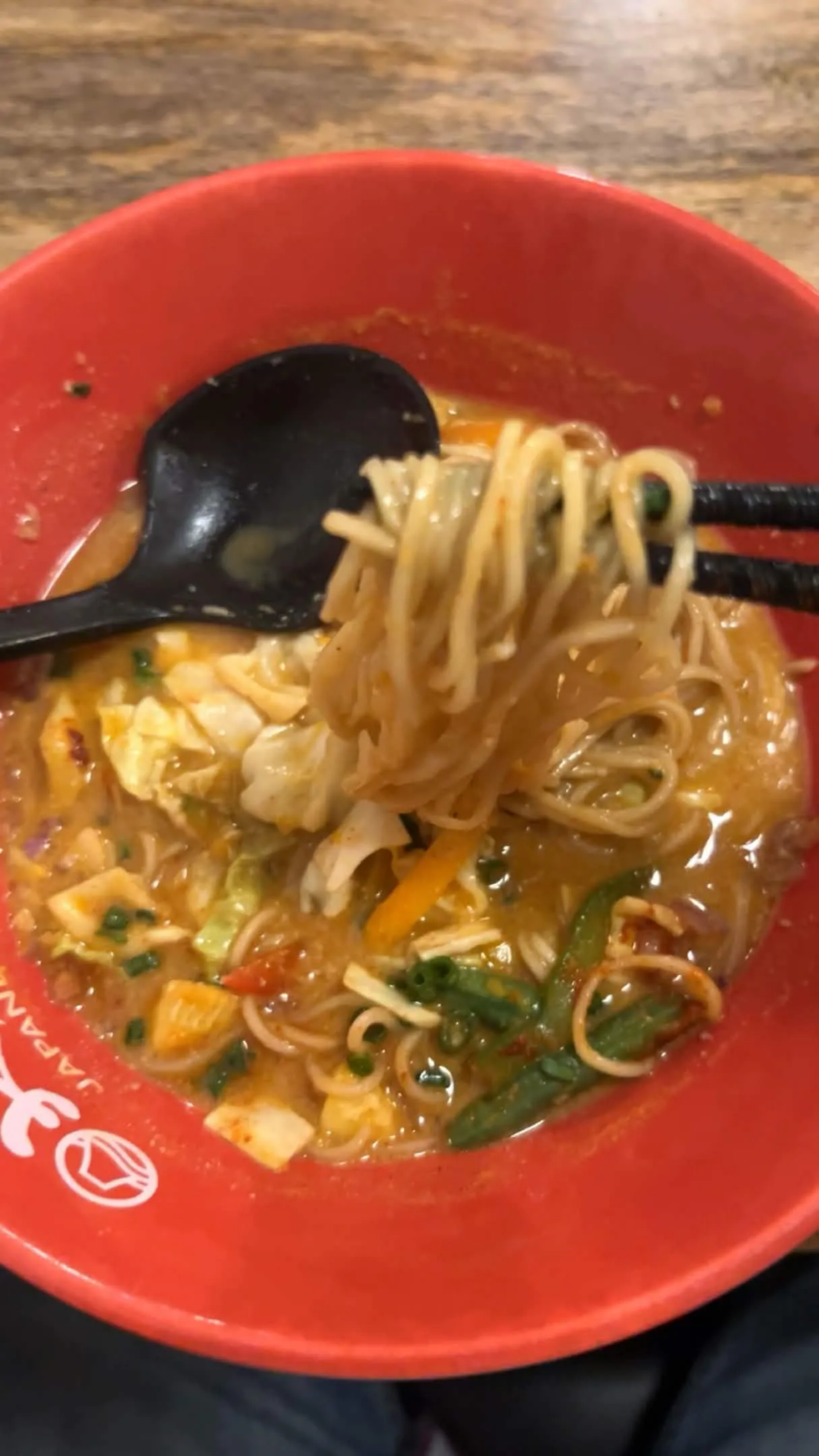 A bowl of noodles